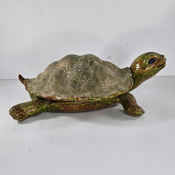 Vintage Snapper Turtle Large Trinket Box Figurine Removable Shell 1970 - Picture 7 of 13